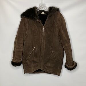 J. Percy for Marvin Richards Brown Suede Faux Fur Lined Jacket